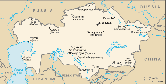 Map of Kazakhstan