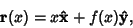 \begin{displaymath}
{\bf r}(x) = x {\bf\hat x}+f(x){\bf\hat y},
\end{displaymath}