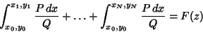 \begin{displaymath}
\int_{x_0,y_0}^{x_1,y_1} {P\,dx\over Q}+\ldots+\int_{x_0,y_0}^{x_N,y_N} {P\,dx\over Q}=F(z)
\end{displaymath}