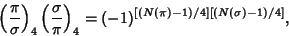 \begin{displaymath}
\left({\pi\over\sigma}\right)_4\left({\sigma\over\pi}\right)_4=(-1)^{[(N(\pi)-1)/4][(N(\sigma)-1)/4]},
\end{displaymath}