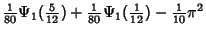 $\displaystyle {\textstyle{1\over 80}}\Psi_1({\textstyle{5\over 12}})+{\textstyle{1\over 80}}\Psi_1({\textstyle{1\over 12}})-{\textstyle{1\over 10}}\pi^2$