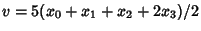 $v=5(x_0+x_1+x_2+2x_3)/2$