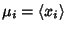 $\mu_i=\left\langle{x_i}\right\rangle{}$