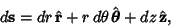 \begin{displaymath}
d{\bf s} = dr \,\hat {\bf r} + r\,d\theta\, \hat {\boldsymbol{\theta}} + dz \,\hat {\bf z},
\end{displaymath}