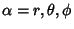 $\alpha=r,\theta,\phi$