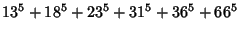 $\displaystyle 13^5+18^5+23^5+31^5+36^5+66^5$