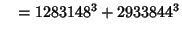 $\quad = 1283148^3 + 2933844^3$