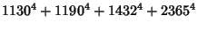 $\displaystyle 1130^4+1190^4+1432^4+2365^4$