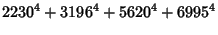 $\displaystyle 2230^4+3196^4+5620^4+6995^4$