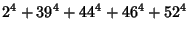 $\displaystyle 2^4+39^4+44^4+46^4+52^4$