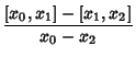 $\displaystyle {[x_0, x_1]-[x_1, x_2]\over x_0-x_2}$