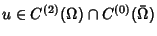 $u\in C^{(2)}(\Omega)\cap
C^{(0)}(\bar\Omega)$