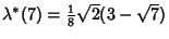 $\lambda^*(7)={\textstyle{1\over 8}}\sqrt{2}(3-\sqrt{7})$