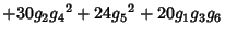 $\displaystyle +30 {g_2} {g_4}^2+24 {g_5}^2+20 {g_1} {g_3} {g_6}$