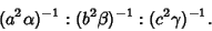 \begin{displaymath}
(a^2\alpha)^{-1}:(b^2\beta)^{-1}:(c^2\gamma)^{-1}.
\end{displaymath}