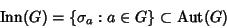 \begin{displaymath}
\mathop{\rm Inn}\nolimits (G)=\{\sigma_a: a\in G\}\subset \mathop{\rm Aut}\nolimits (G)
\end{displaymath}