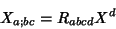 \begin{displaymath}
X_{a;bc} = R_{abcd}X^d
\end{displaymath}