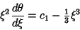 \begin{displaymath}
\xi^2{d\theta\over d\xi}=c_1-{\textstyle{1\over 3}}\xi^3
\end{displaymath}