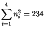 $\displaystyle \sum_{i=1}^4 n_i^2=234$