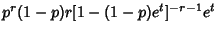 $\displaystyle p^{r}(1-p)r[1-(1-p)e^t]^{-r-1}e^t$