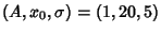 $(A, x_0, \sigma)= (1, 20, 5)$