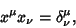 \begin{displaymath}
x^\mu x_\nu = \delta_\nu^\mu,
\end{displaymath}