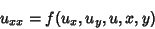 \begin{displaymath}
u_{xx} = f(u_x,u_y,u,x,y)
\end{displaymath}