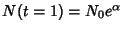 $N(t=1)=N_0e^\alpha$