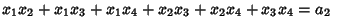 $ x_1x_2+x_1x_3+x_1x_4+x_2x_3+x_2x_4+x_3x_4 = a_2\quad$