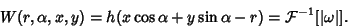 \begin{displaymath}
W(r, \alpha, x, y)=h(x\cos\alpha+y\sin\alpha-r) = {\mathcal F}^{-1}[\vert\omega\vert].
\end{displaymath}