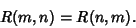 \begin{displaymath}
R(m,n)=R(n,m).
\end{displaymath}