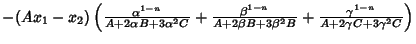 $-(Ax_1-x_2)\left({{\alpha^{1-n}\over A+2\alpha B+3\alpha^2 C}+{\beta^{1-n}\over A+2\beta B+3\beta^2 B}+{\gamma^{1-n}\over A+2\gamma C+3\gamma^2 C}}\right)$