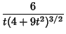 $\displaystyle {6\over t(4+9t^2)^{3/2}}$