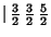 $\vert\,{\textstyle{3\over 2}}\,{\textstyle{3\over 2}}\,{\textstyle{5\over 2}}$