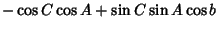 $\displaystyle -\cos C\cos A+\sin C\sin A\cos b$