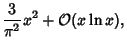 $\displaystyle {3\over\pi^2} x^2+{\mathcal O}(x\ln x),$