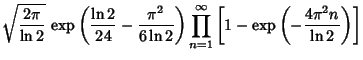 $\displaystyle \sqrt{2\pi\over\ln 2}\,\mathop{\rm exp}\nolimits \left({{\ln 2\ov...
...\left[{1-\mathop{\rm exp}\nolimits \left({-{4\pi^2 n\over\ln 2}}\right)}\right]$