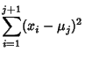 $\displaystyle \sum_{i=1}^{j+1} (x_i-\mu_j)^2$