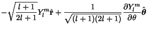 $\displaystyle -\sqrt{l+1\over 2l+1} Y_l^m \hat{\bf r} + {1\over\sqrt{(l+1)(2l+1)}} {\partial Y_l^m\over\partial\theta}\hat{\boldsymbol{\theta}}$