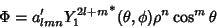 \begin{displaymath}
\Phi=a_{lmn}'{Y_1^{2l+m}}^*(\theta,\phi)\rho^n\cos^m\theta
\end{displaymath}